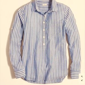 J. Crew Blue and White Striped Button Down Shirt